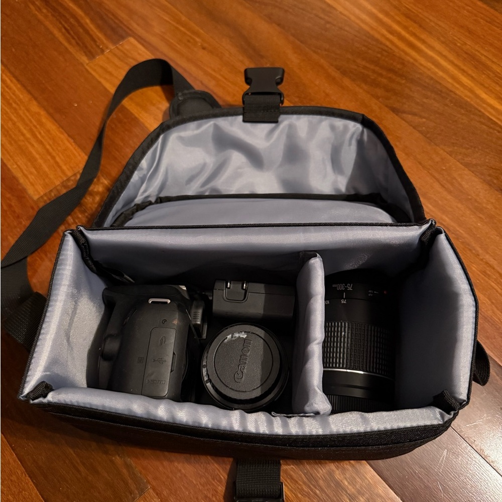 Canon EOS T7 Black and Gray Camera Bag with Compartments